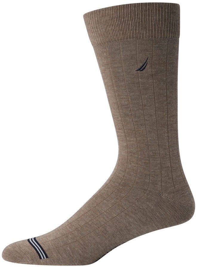 Nautica Mens Dress Socks - 5 Pack Breathable Comfort Stretch Crew-Length Work Socks for Men for Business Formal Wear (6-12.5), Size 6-12.5, Assorted Rib - Image 5
